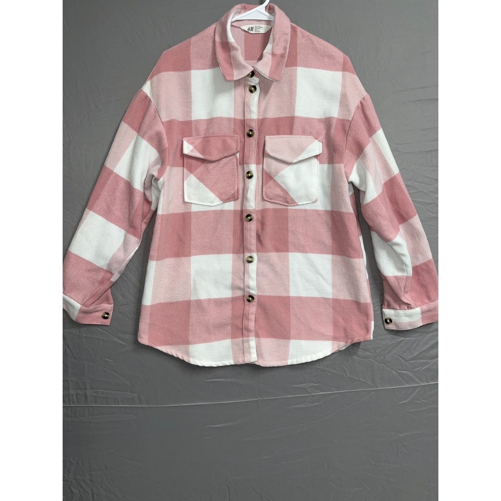 H&M Flannel Shirt Womens 20 Multicolor Plaid Button Up Streetwear Casual Outdoor